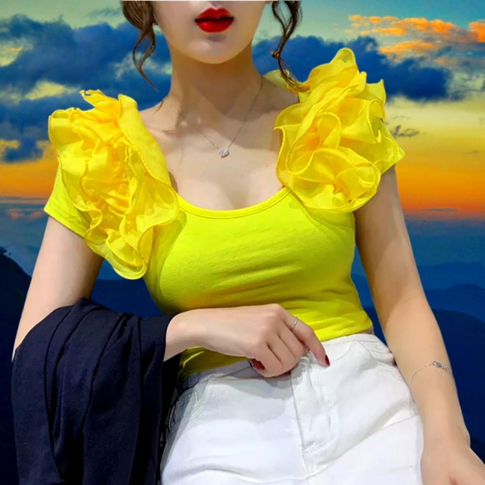 Summer Style Ruffled Sleeve Top - Picture 3 of 6